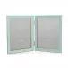 Gold Trim, Powder Blue Enamel Double Picture Frame 5 x 7 in