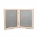 Gold Trim, Pale Pink Enamel Double Picture Frame 5 x 7 in