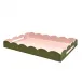 Lacquered Scallop Khaki & Pink Ottoman Two-Tone Tray Large