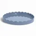 Round Lacquered Scallop Chambray Blue Ottoman Tray (Limited Edition)