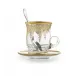 Vetro Gold Cup & Saucer with Spoon cup 3.25" H x 2.75"D, saucer: 4.5" D 5 oz