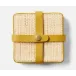 Kenneth Natural/Mustard, Set of 6 Coasters W/ Strap, Rayon/Leather