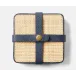 Kenneth Natural/Navy, Set of 6 Coasters W/ Strap, Rayon/Leather