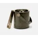 Nelson Gray Gloss Ice Bucket W/ Tongs Vellum Leather