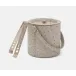 Witney Light Gray Ostrich Ice Bucket W/ Tongs Full-Grain Leather