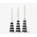 Rhodes Black/White, Horizontal Stripe, Candle Holders, Marble, Set/3