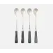Colson Black/Polished Silver, Cocktail Spoon, Acrylic/Stainless Steel, Pack of 4