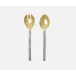 Harrison Silver Faux Bois/Polished Gold 2-Pc Serving Set (Serving Spoon, Serving Fork)