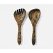 Laney Black/Gold Swirled Serving Set 2-Piece Set: Serving Spoon Serving Fork Resin