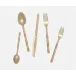 Liliana Polished Gold 5-Pc Setting (Knife, Dinner Fork, Salad Fork, Soup Spoon, Tea Spoon)