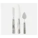 Lulu Polished Silver/Clear Gray Bamboo Set Of 3 Cheese Knives Stainless Steel/Acylic Boxed