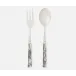 Lulu Polished Silver/Clear Gray Bamboo 2-Piece Serving Set Serving Spoon Serving Fork Stainless