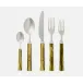 Lulu Polished Silver/Olive Green Bamboo Stainless Flatware