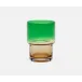 Samuel Dark Green/Amber, Tumbler Glass, Hand Blown, Pack of 6