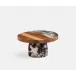 Austin Black Swirled, Cake Stand, Resin/Natural Teak, Small