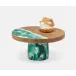 Austin Dark Green Swirled, Cake Stand, Resin/Natural Teak, Small