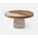 Austin White Swirled, Cake Stand, Resin/Natural Teak, Large