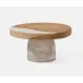 Austin White Swirled, Cake Stand, Resin/Natural Teak, Small