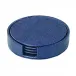 Luster Navy Round Boxed Coaster, Set of 4