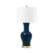 Acacia Gold / Navy Blue Lamp with Shade 17-inch White Linen