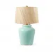Aksel Pacific Teal Lamp with Shade 17-inch Papyrus with Gold