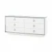 Ansel Chiffon White 6-Drawer with Glass Top Extra Large