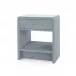 Benjamin Linen Winter Gray 1-Drawer Side Table with Glass Top