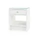 Benjamin Linen Chiffon White 1-Drawer Side Table with Glass Top