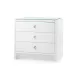 Bryant White Pearl 3-Drawer Side Table with Glass Top