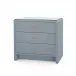 Bryant Linen Winter Gray 3-Drawer Side Table with Glass Top