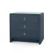 Bryant Linen Blue Steel 3-Drawer Side Table with Glass Top