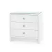 Bryant Linen Chiffon White 3-Drawer Side Table with Glass Top