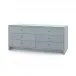 Bryant Linen Winter Gray 6-Drawer with Glass Top Extra Wide Large