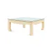 Bethany Natural Twill Square Coffee Table with Glass Top Large