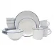 Tinware 16-Pc Set White w/ Blue Rim