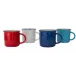 Tinware Mug Set Summer (Includes Red, Blue, Teal, White w/ Blue Rim)