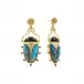 Scarab Berry Blue Labradorite/Black Agate Drop Earrings