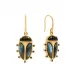 Scarab Blue Labradorite/Black Agate Drop Earrings Petite
