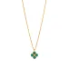 Berry Malachite Clover Double Sided Charm Necklace 16"+2"