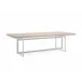 Wish You Were Here Lightly Brushed Chrome Table - Crème Travertine