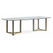 Remix Dbl Ped Glass Top Tbl Dining Table Cerused Oak, Bronze Gold Metal