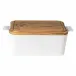 Ensemble White Gift Rect. Bread Box W/ Oak Wood 15.75'' x 9.5'' H5'' | 218 Oz.