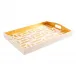 Garden Gate White/Gold Lacquer Large Rectangular Tray 15" x 21"