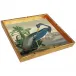 Audubon Heron Bamboo Edge Square Lacquer Tray