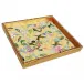 Hummingbird Trellis Gold Bamboo Edge Square Lacquer Tray