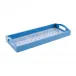 Fretwork Blue Lacquer Bar Tray 8" x 20"