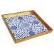 Indigo Garden Blue/White Bamboo Edge Square Lacquer Tray