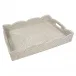 Large Scalloped Rattan Tray in Cream