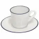 Beja White & Blue Coffee Cup And Saucer 3.5'' x 2.5'' H2.25'' | 3 Oz. D5''