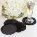 Round Ruffle, Velvet Black 6" Round Set of Four Cocktail Napkins